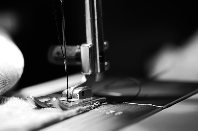 balck and white sewing machine threaded